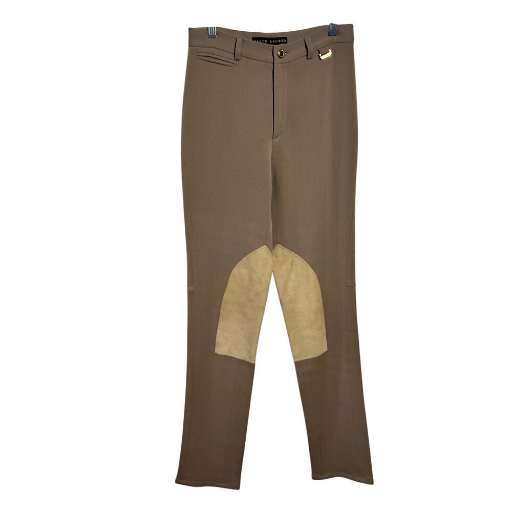 Ralph Lauren Black Label 100% Wool Riding Pant 4 Tan Suede Knee Patch Equestrian
